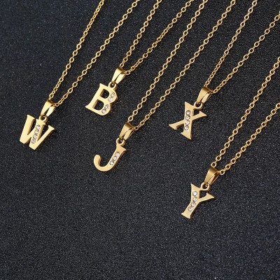 Iced Out Zircon Crystal Alphabet Letter Choker Necklaces For Women Gold Chain 26 Initial Necklace Collares Bijoux Femme