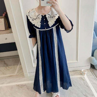 Nightgowns Sleepshirts Embroidery Longuette Woman Cotton Home Clothing Nightgown