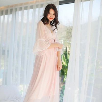 Elegant Sleepwear Sexy Ladies Nightgown Summer Royal Nightgown Dress Princess Women Sleepwear