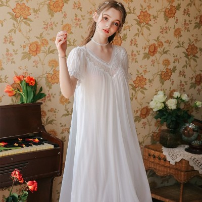 Summer Nightgown Dress Sexy Woman Lace Princess Nighty Nightgown Girl Women Nightwear Sleep Lounge