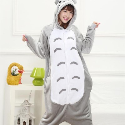 Totoro Kigurumi Onesie Adult Women Animal Pajamas Suit Flannel Warm Soft Sleepwear Onepiece Winter Jumpsuit Pijama Cosplay