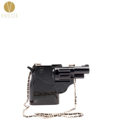 3D PISTOL GUN SHAPED HARD CASE CLUTCH - Womens Halloween Rock Gothic Street Fashion Novelty Fun Party Statement Bag Handbag 