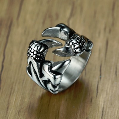 Dragon Claw and Nail Rings for Men Stainless Steel Vintage Silver Tone Trendy Biker Male Jewelry Anillos Hombre