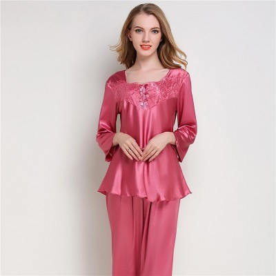 Women Silk Satin Pajama Sets Long Sleeve Sleepwear Pijama Mujer Pyjamas Suit Female 2 Pcs Home Sleep Wear Lingerie Plus Size