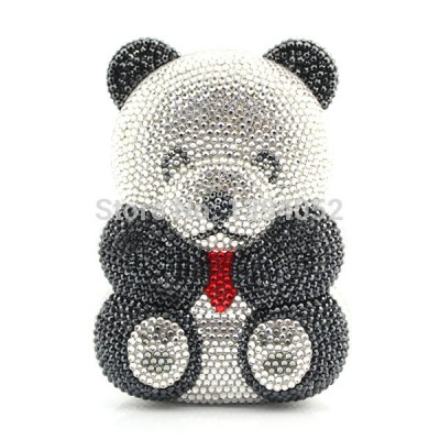 Factory Wholesale Lovely Handmade Bear shape crystal clutch bag women brand bag style evening clutch crystal 