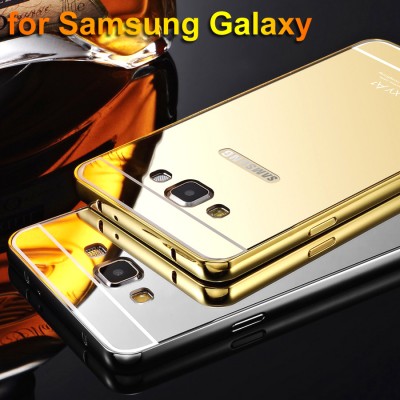 Phone Case For Samsung Galaxy A3 A5 A7 J3 J5 J7 Grand Prime C5 C7 G530 Plating Aluminum Frame+Mirror Cover For Samsung S3 S4 S5