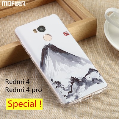 Redmi 4 pro case cover redmi 4 case Xiaomi Mi Redmi 4 case pattern soft TPU back cover MOFi original 3D relief fawn cat mountain 