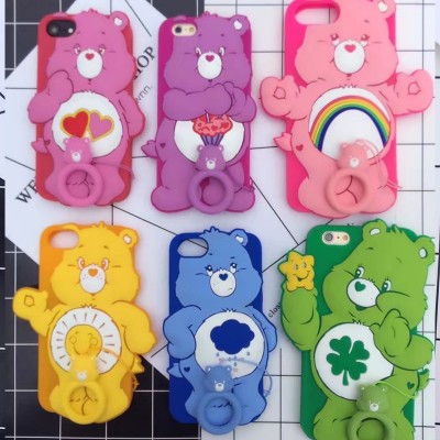 Funny 3D Cartoon Rainbow bear soft silicone Phone cover for Iphone 6 6s Plus back Protector Skin cover case for iphone 7 7 plus