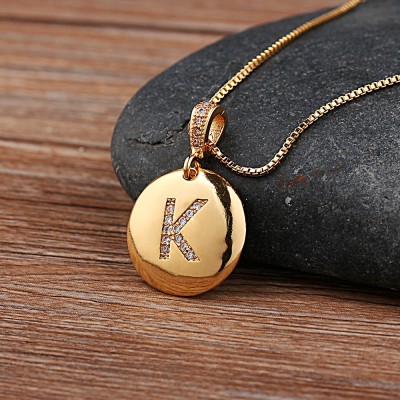 Top Quality Women Girls Initial Letter Necklace Gold 26 Letters Charm Necklaces Pendants Copper Jewelry Personal Necklace