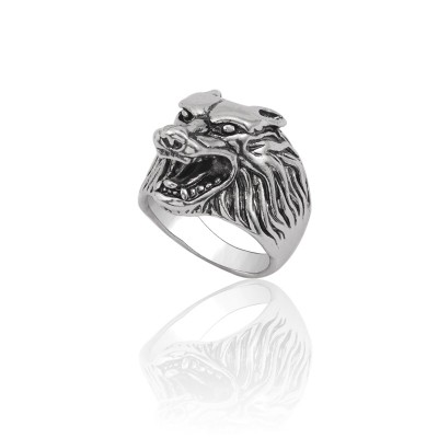 Punk Animal Ring Men Gothic Vintage Silver Wolf Head Stainless Titanium Steel Rings Cool Man Biker Finger Ring Jewelry Anillos