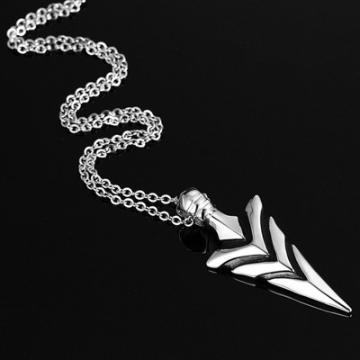 Arrowhead Aim to be Exceptional Mens Tribal Pendant Necklace Stainless Steel V-Shaped Grooves Spike Men Jewelry collares