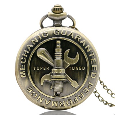 New Arrival Mechanic Guaranteed Performance Theme Super Tuned Words Design 3D Vintage Pocket Watch