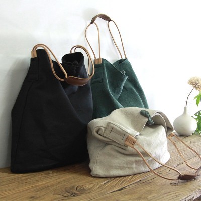 Large capacity canvas bag retro art single shoulder bag women vintage simple portable large cotton linen handbag