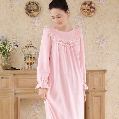 Sleepwear Women Flannel Nightdress Winter Nightgown Pink Yellow Nightgowns Ladies Sweet Homewear