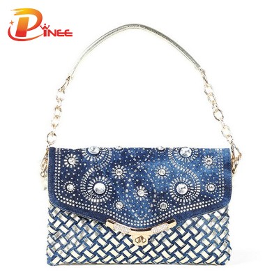 Rhinestone Handbags Designer Denim Handbags Women Famous Brands Kitty ...