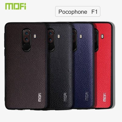 Xiaomi Pocophone F1 Case Mofi Business Hard Back Cover Pu Leather Phone Case for Xiaomi  Pocophone F1 Case Cover