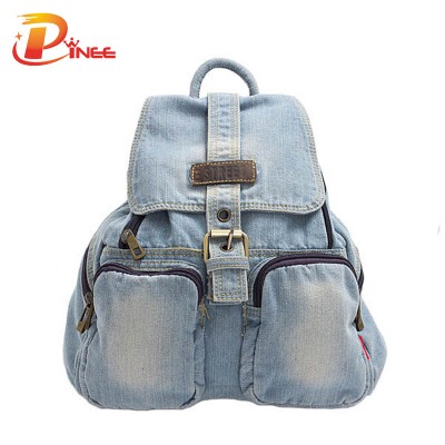 American apparel denim backpack Navy blue denim backpack female school bag casual denim women travel shoulder bag for teenager