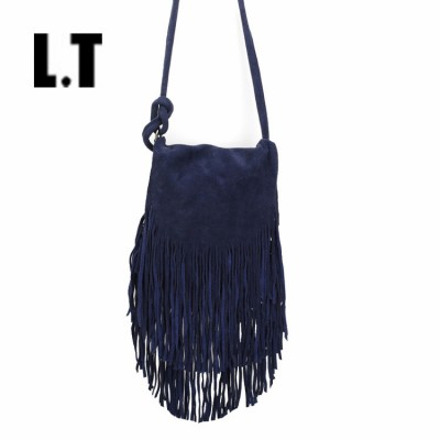 2019 Women Genuine Leather Suede Small Shoulder Bags Plain Navy Blue Long Fringed Tassel Ibiza Rock Gothic Soft Messenger Bags 