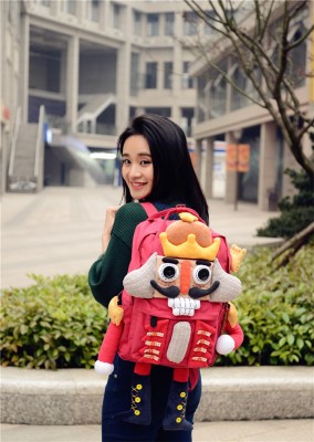 Nutcracker Solider Red Handmade Canvas Backpacks Shoulder Bags King Crown Original Funny Personality Nutcracker King Canvas School Bags