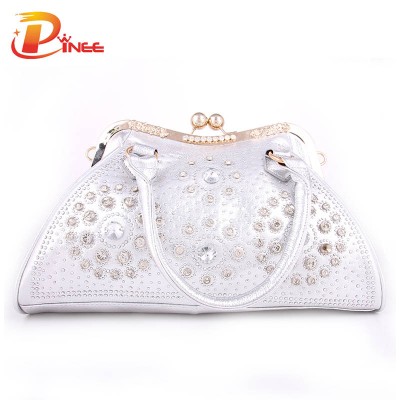 Rhinestone Handbags Designer Denim Handbags Luxury Brand Women Clutch Bag 2019 Silver and Gold Crystal Clutch Evening Bags PU Leather Denim Handbags