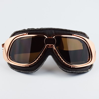 Leather Motorcycle Glasses Vintage Gafas Moto Vintage Helmet Steampunk Copper Glasses Pilot Biker Eyewear Goggles