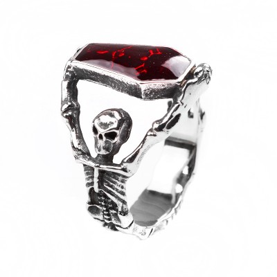 SG Fashion Jewelry High Quality Steampunk Biker mens boys vampire gothic skeleton coffin Rings For Woman And Men