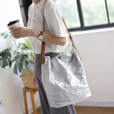 Autumn New Design Korean Vintage Single Shoulder Concise Package Large Capacity Kraft Paper Handbag