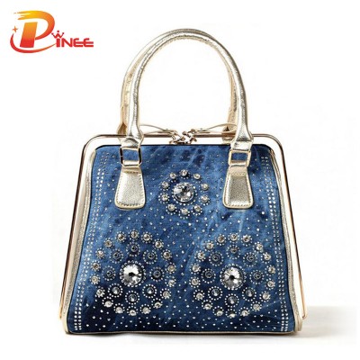 Rhinestone Handbags Designer Denim Handbags fashion women handbags denim tote bags luxury ladies vintage bag