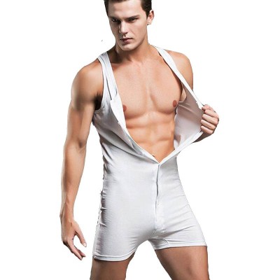 KWAN.Z male jumpsuit cotton mens sleeveless onesie comfortable body suits sexy joint clothing sleepwear bodysuit mens sexy ones