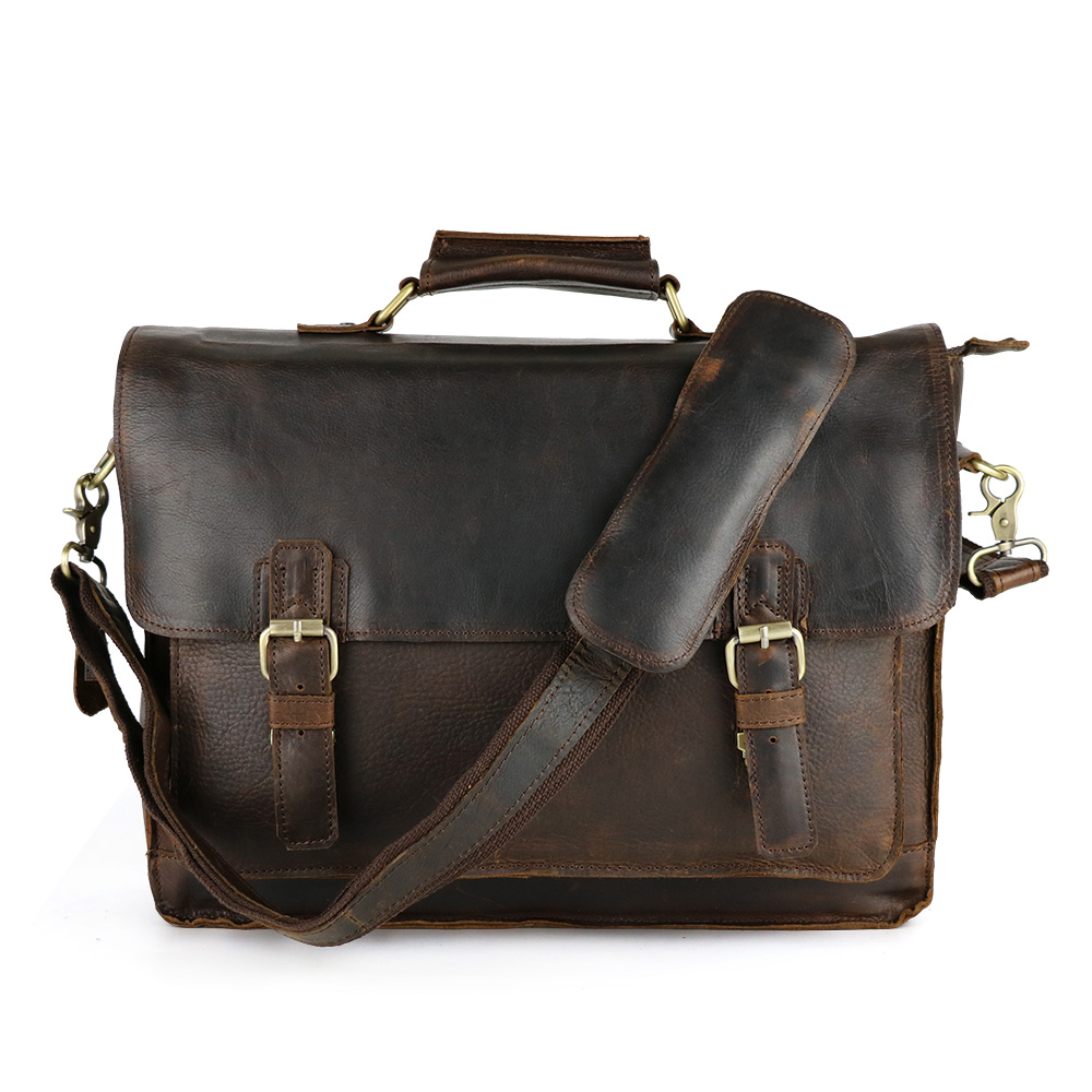New Men/'s Vintage Genuine Leather Shoulder Bag Messenger Bag Zipper around S
