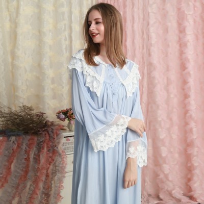 Nightgown Women Sleepwear Long Dress Cotton Nightgowns Women Princess Sleepshirts Vintage Nightdress Long sleeve