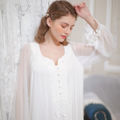 Nightgown Women Sleepwear Vintage Gown Long Nightgown Ladies Sleepwear Nightwear Comfortable