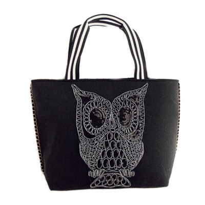2019 Large Capacity Fashion Black Owl Top-Handle Bags Owls Single Shoulder Tote Handbag Women Weaving Euramerican Female Handbag 