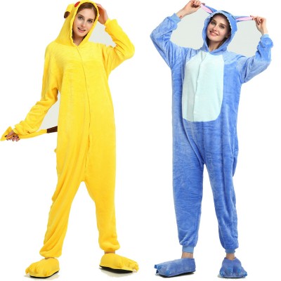 Adult Unicorn Pikachu Kigurumi Onesies Flannel Pajamas Family Party Halloween Animal Stitch Pijamas