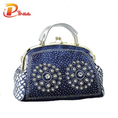 Rhinestone Handbags Designer Denim Handbags fashion denim women handbags designer weaving tote bag crystal diamond decorative big bags