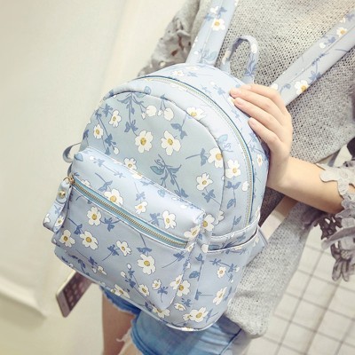 2019 New women female backpack Cute Korean style Flower shoulder bag womens backpack College wind PU Leather Backpack for girls