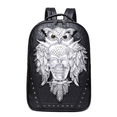 Gothic Steampunk Unique backpack cool bag steampunk fashion Skull Backpack 3D Leather Backpack Computer Laptop Backpack Owl Women Men Travel Bags School Punk Rivets Bags