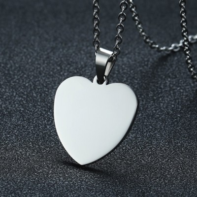 Engravable Heart Tag Pendant in Stainless Steel Necklace with 20 or 24 Inch