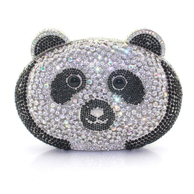 Lovely Bear Head Shaped Hard Case Ladies Evening Crystal Clutch Bag 