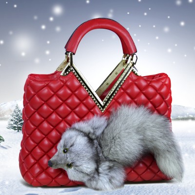 Ladies Handbag Luxury Plush Fox Shape Shoulder Bag Zipper Bag Women Shopping Bag Purse Messenger Bag