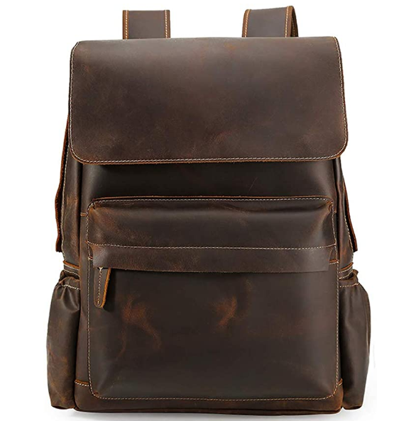 Cool Retro 15.6 Inch Mens Genuine Cowhide Leather Laptop Backpack Large ...