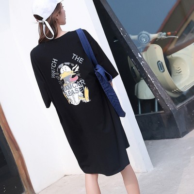 2019 women summer dress cartoon print short-sleeved T-shirt dresses loose home casual dress streetwear nightdress sleepshirts