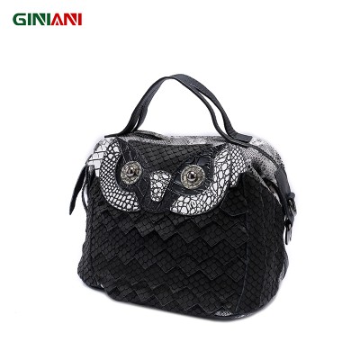 GINIANI Genuine Cow Leather Womens High Quality Serpentine Small Handbag Ladies Carton Animal Owl Little Shoulder Bags 