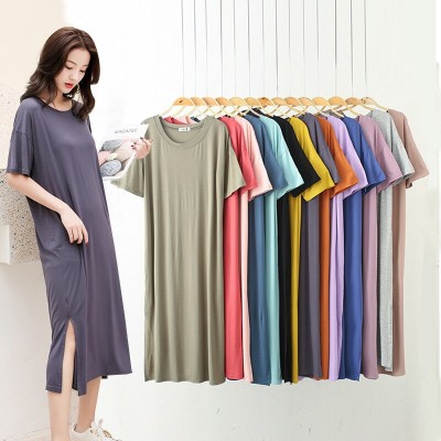 Modal pregnant women nightdress summer short sleeve loose sexy dress gecelik outfit sleep dress sleepwear nuisette nightgown