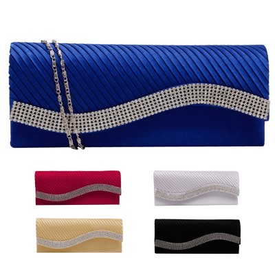 Fashion Women Satin Rhinestone Handbags Wedding Clutch Purse Evening Party Bag