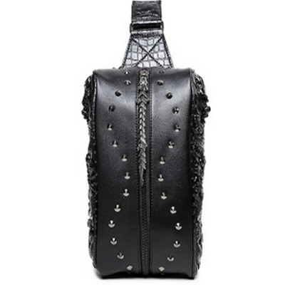 Gothic Backpacks Steelsir New Style Punk Men Personality 3 Color Chest Bag Fashion Gothic Brand Unique Messenger 3D Tide Shoulder Bags Hot Sale