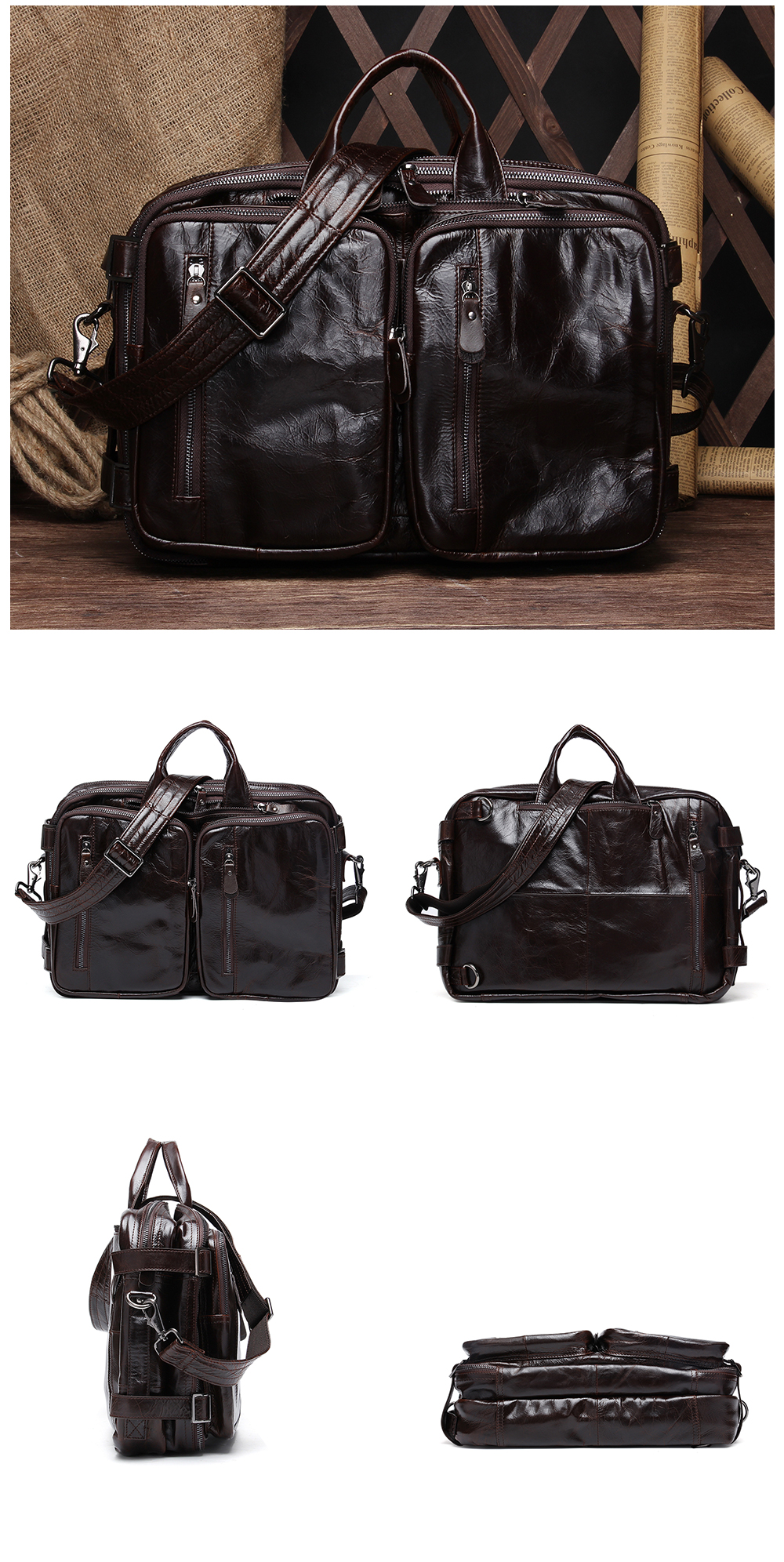 New Original Genuine Leather Vintage Men Travel Bag Duffel Bag Men's ...