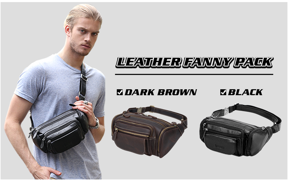 Hot Sale Brand Leather Waist Bag Large Capacity Fanny Pack Hip Bum Bag for Sports Hiking Running