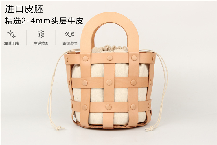 2020 Hot Sale Original Handmade Retro Niche Leather Crossbody Bucket Bag