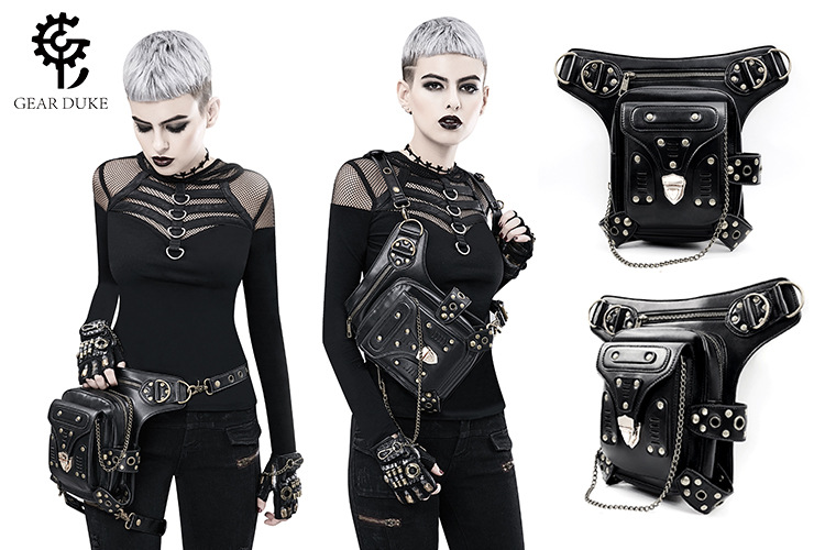 Original Bags Multifunctional Steampunk Thigh Waist Belt Bag Vintage Leather Steampunk Shoulder Crossbody Bag